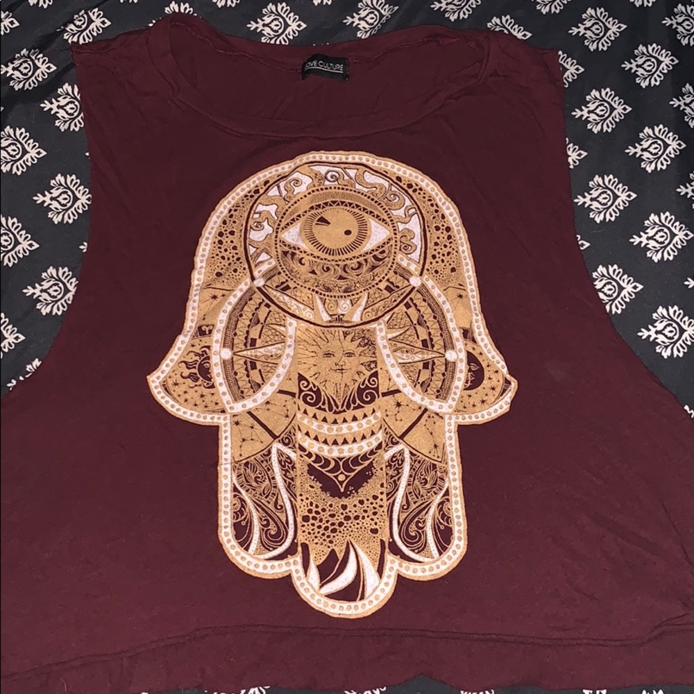 hamsa hand hi low crop tank top love culture large